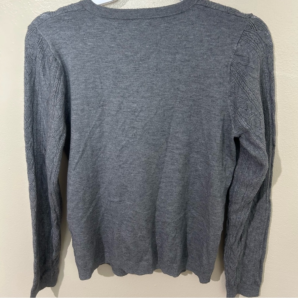 Arach&Cloz Soft Gray Women's Cable Knit Sweater Cardigan - Picture 8 of 8